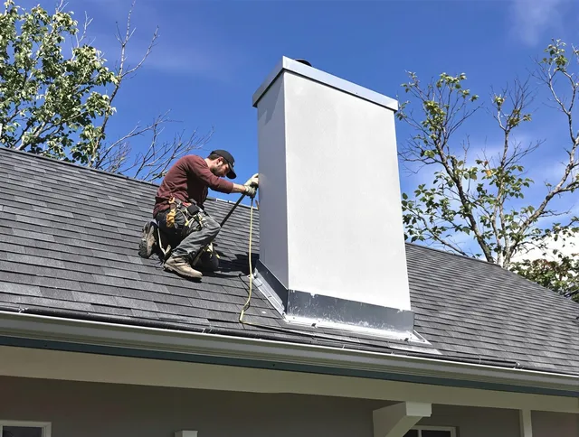 Waterbury Chimney Sweep team member finishing chimney construction in Waterbury, CT