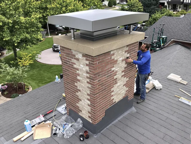 Waterbury Chimney Sweep team working on a custom chimney remodel in Waterbury, CT