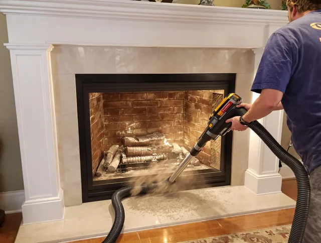 Fireplace cleaning performed by Waterbury Chimney Sweep in Waterbury, CT